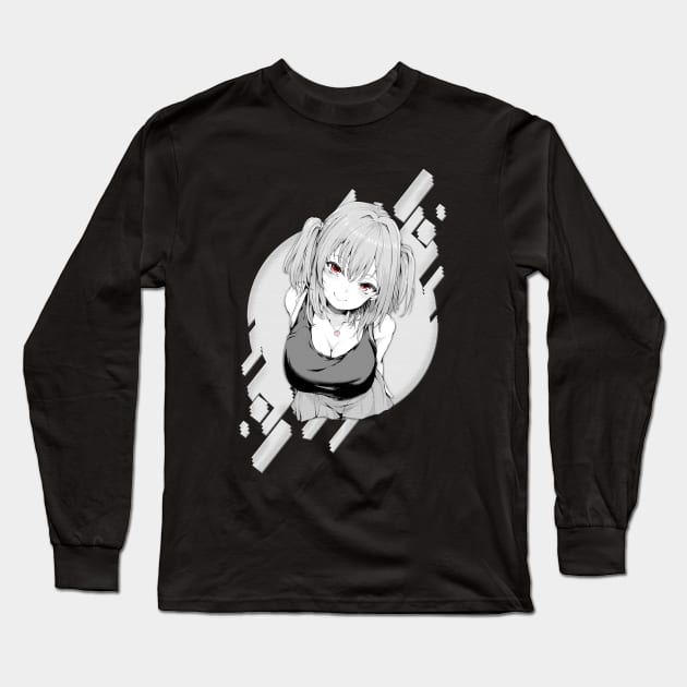 Aesthetic Anime Girl Smug - Waifu Material Japanese Senpai Otaku Babe Long Sleeve T-Shirt by Dokey4Artist